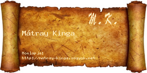 Mátray Kinga névjegykártya